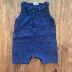 Kyte Baby Navy Linen Romper